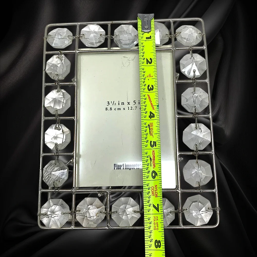 Vtg Y2K Pier 1 Imports Crystal Prism Jewel Photo Frame Silver 3.5 x 5 Maximalist